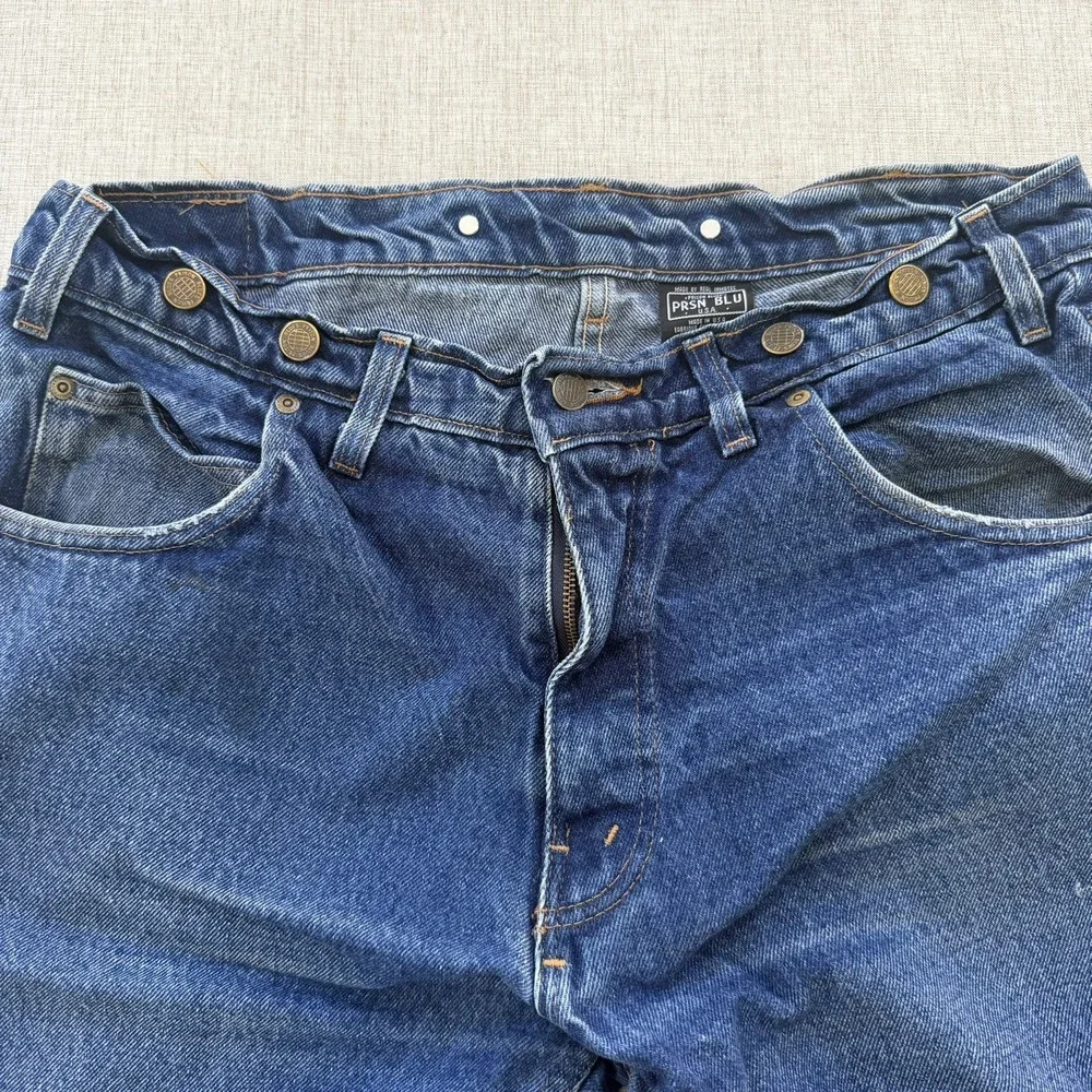 Vintage Prison Blues Denim Jeans Mens 36x31 Carpenter Workwear Made In USA